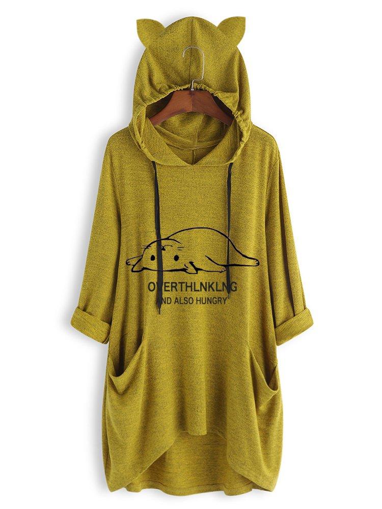 Pockets Casual Long Sleeve Cotton Hoodies