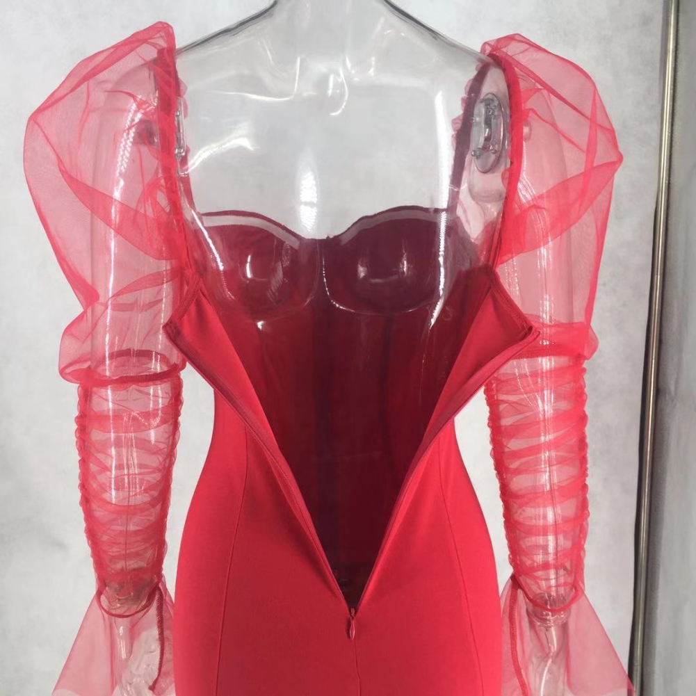 Sexy Vintage Party Dress with Mesh Sleeves