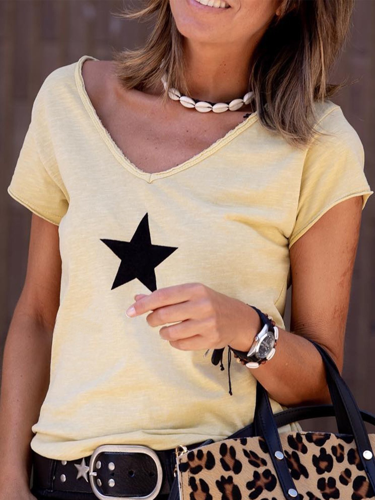 V Neck Cotton Casual Shirts & Tops