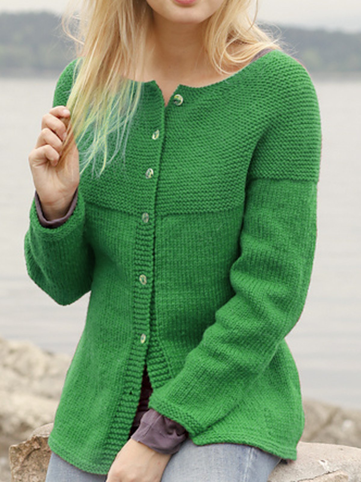 Solid Long Sleeve Casual Outerwear