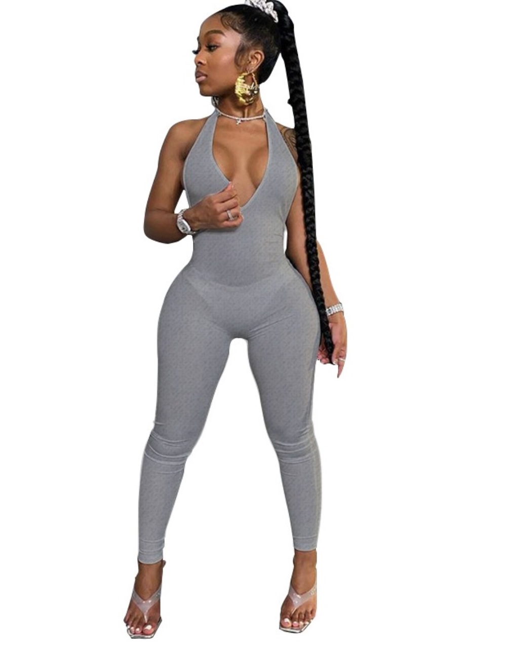 Sports Fitness Backless Halter Jumpsuit