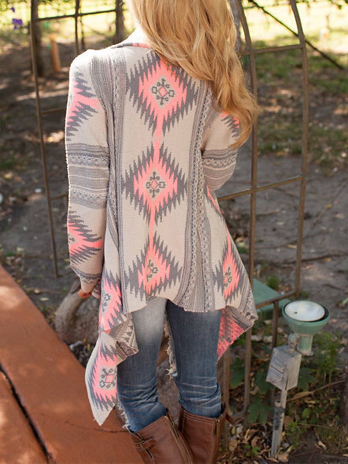 Jacquard Casual Long Sleeve Cardigan