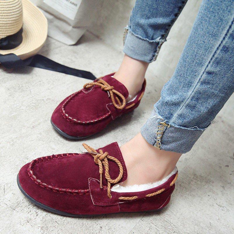 Women Flocking Bowknot Comfy Slip-On Loafers