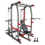 Marcy Pro Smith Machine Weight Bench Home Gym, for the Ultimate Workout- Black  & Red