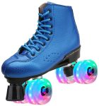 Beginner Roller Skates Women Indoor Outdoor Artistic Skates for Youth and Adults,10.5 M US Women / Blue with Light up Wheels