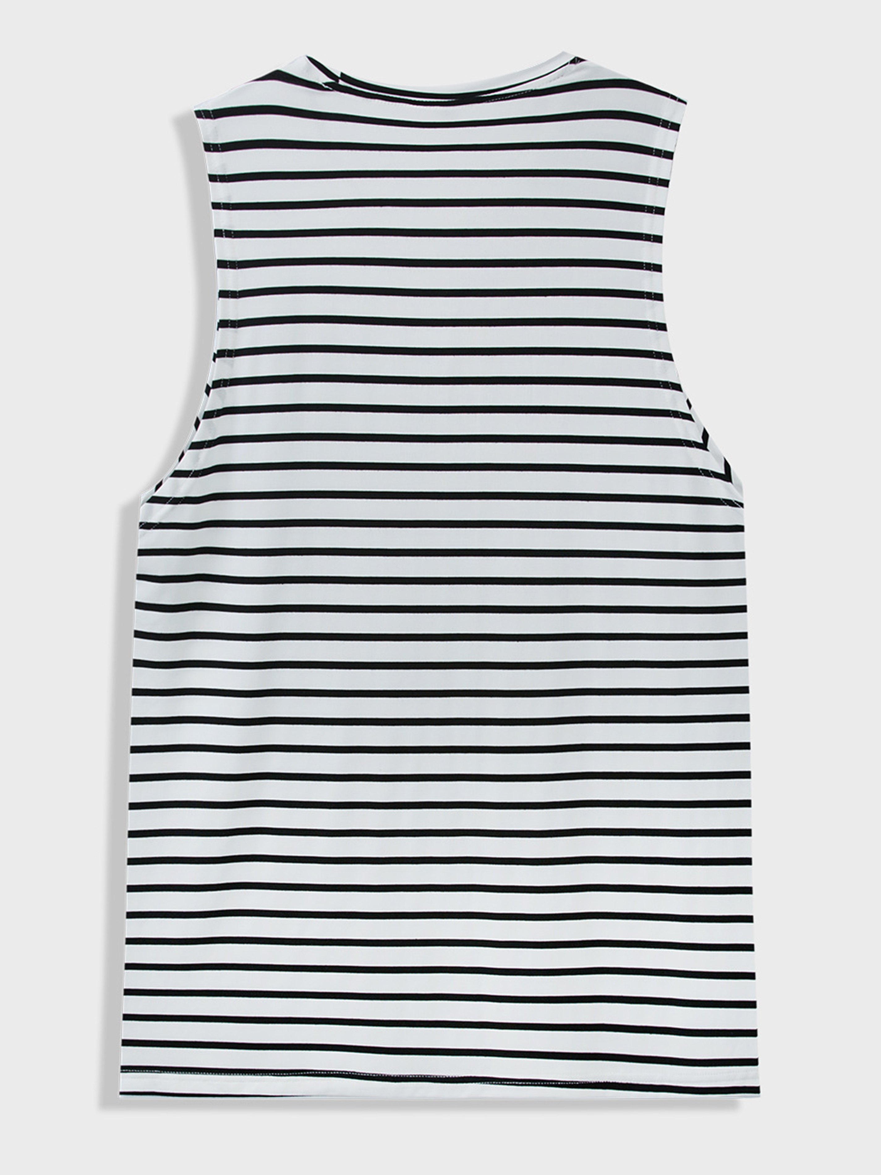 Men's Stripe Print Letter Embroidery Tank Top