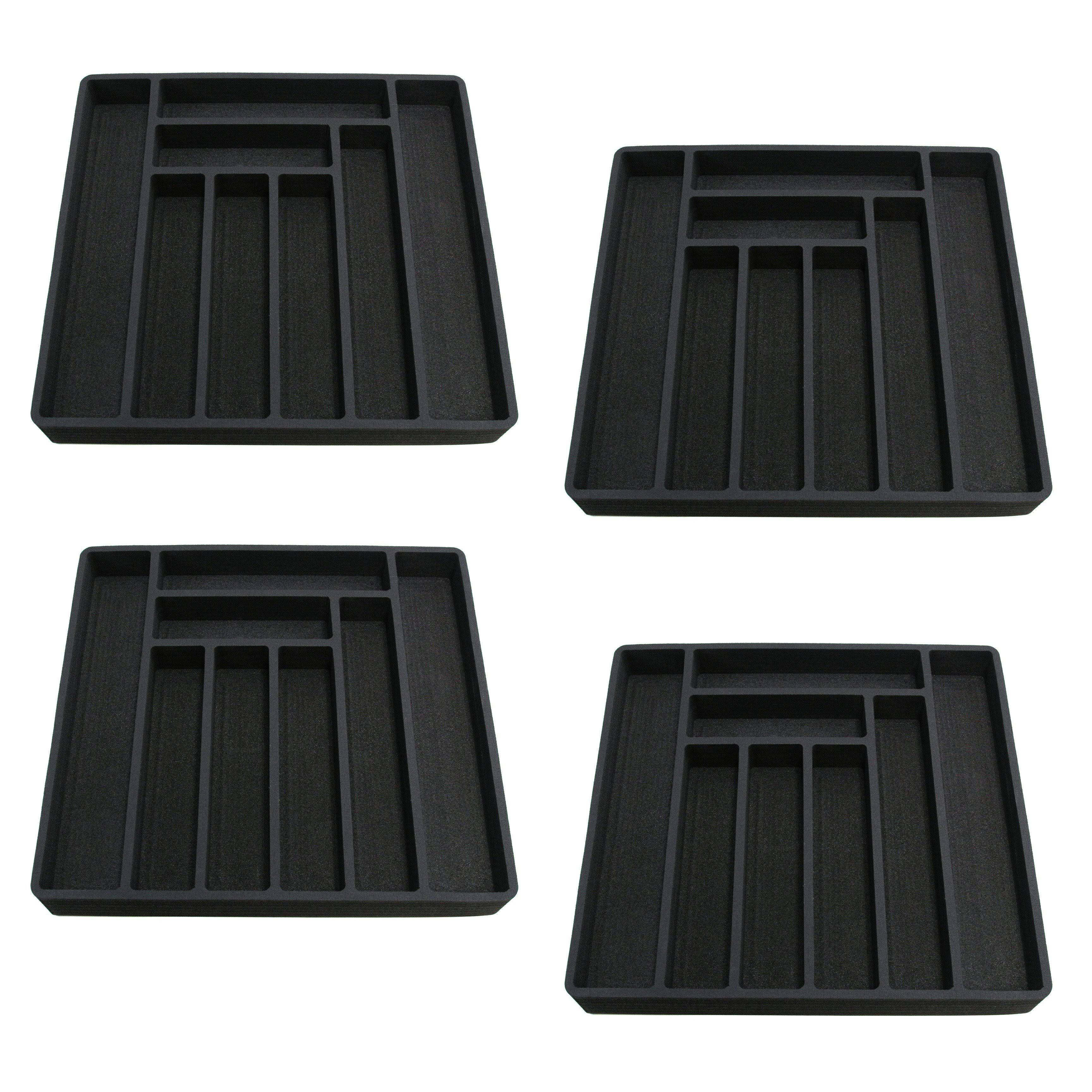 Polar Whale 4 Large Flatware Silverware Drawer Organizers for Cutlery Forks Knives Spoons Serving Utensils Non-Slip Premium Wate