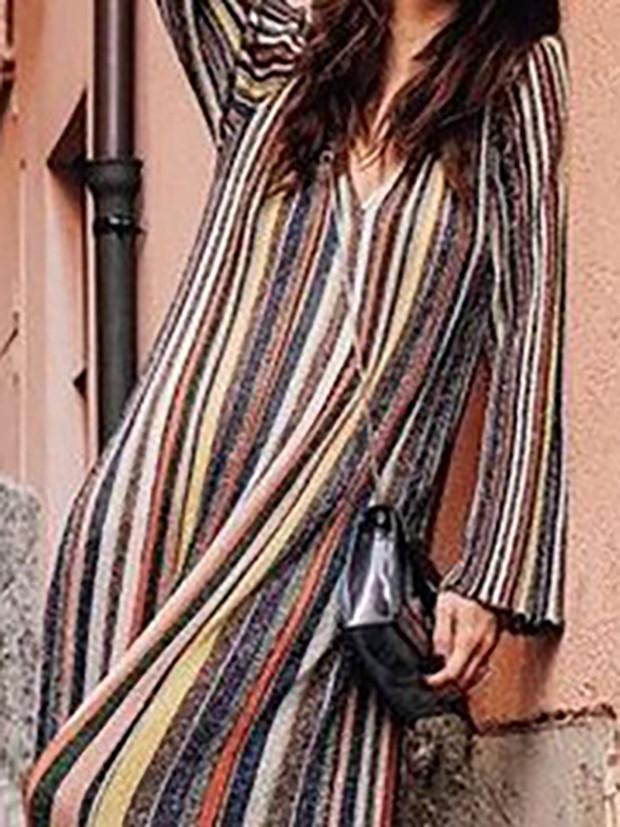 Striped Shift Basic Fall Dress