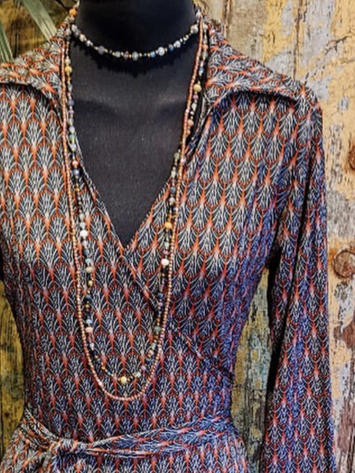 Sexy Boho Geometric V Neck Long Sleeve A-Line Dresses