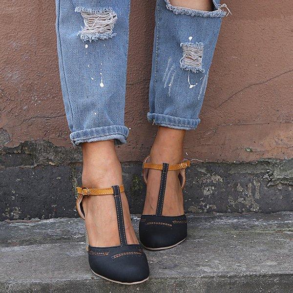 Summer Adjustable Buckle Chunky Heel Shoes