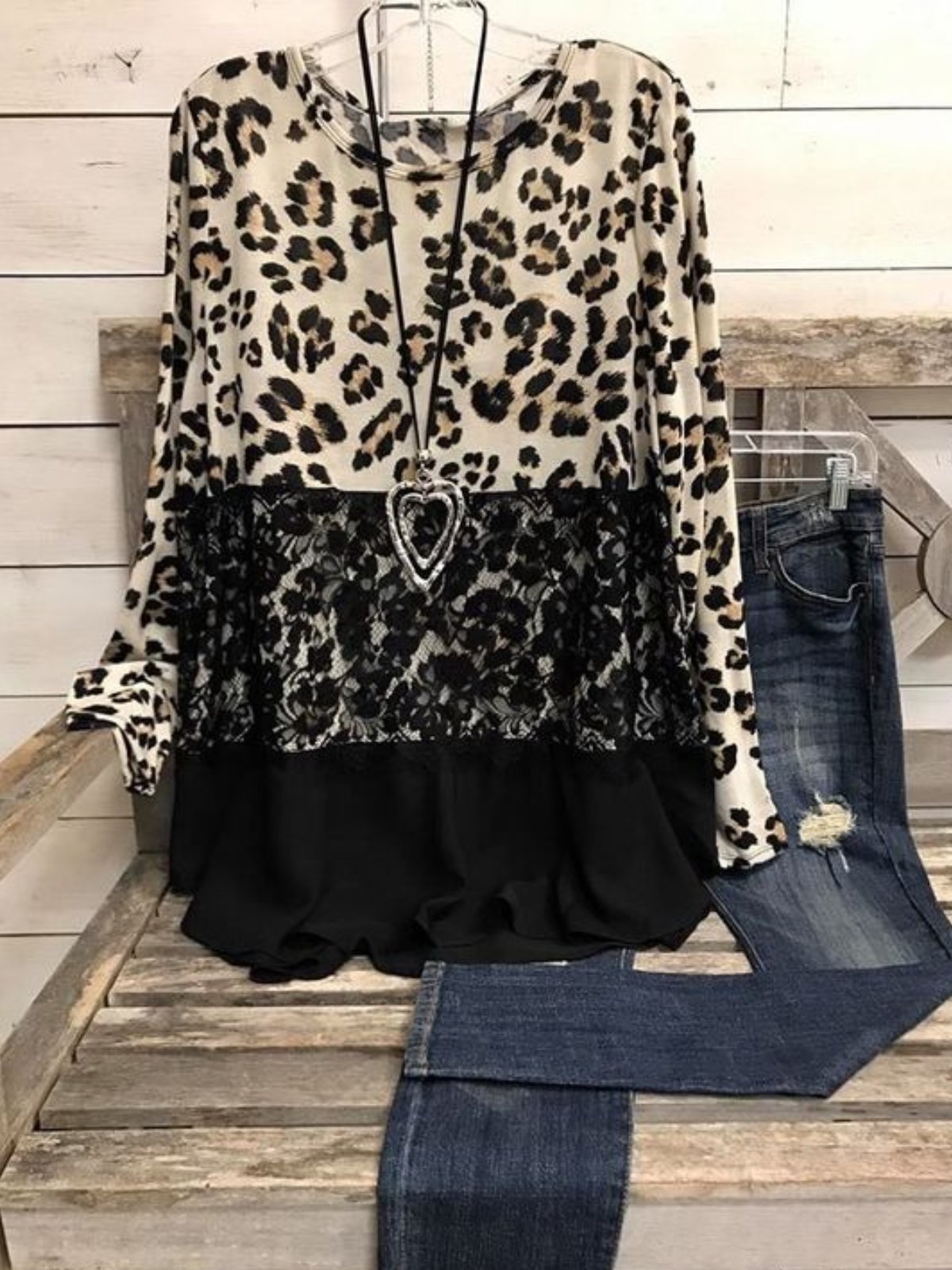 Casual Long Sleeve Round Neck Plus Size Printed Tops