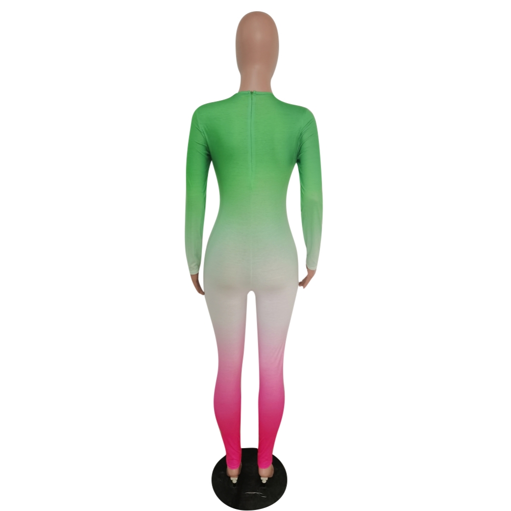 Sexy Gradient Long Sleeve Bodycon Jumpsuit