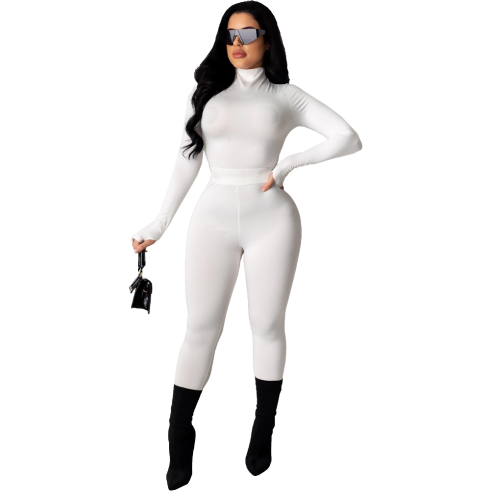 Fall Plain Two Piece Bodycon Pants Set