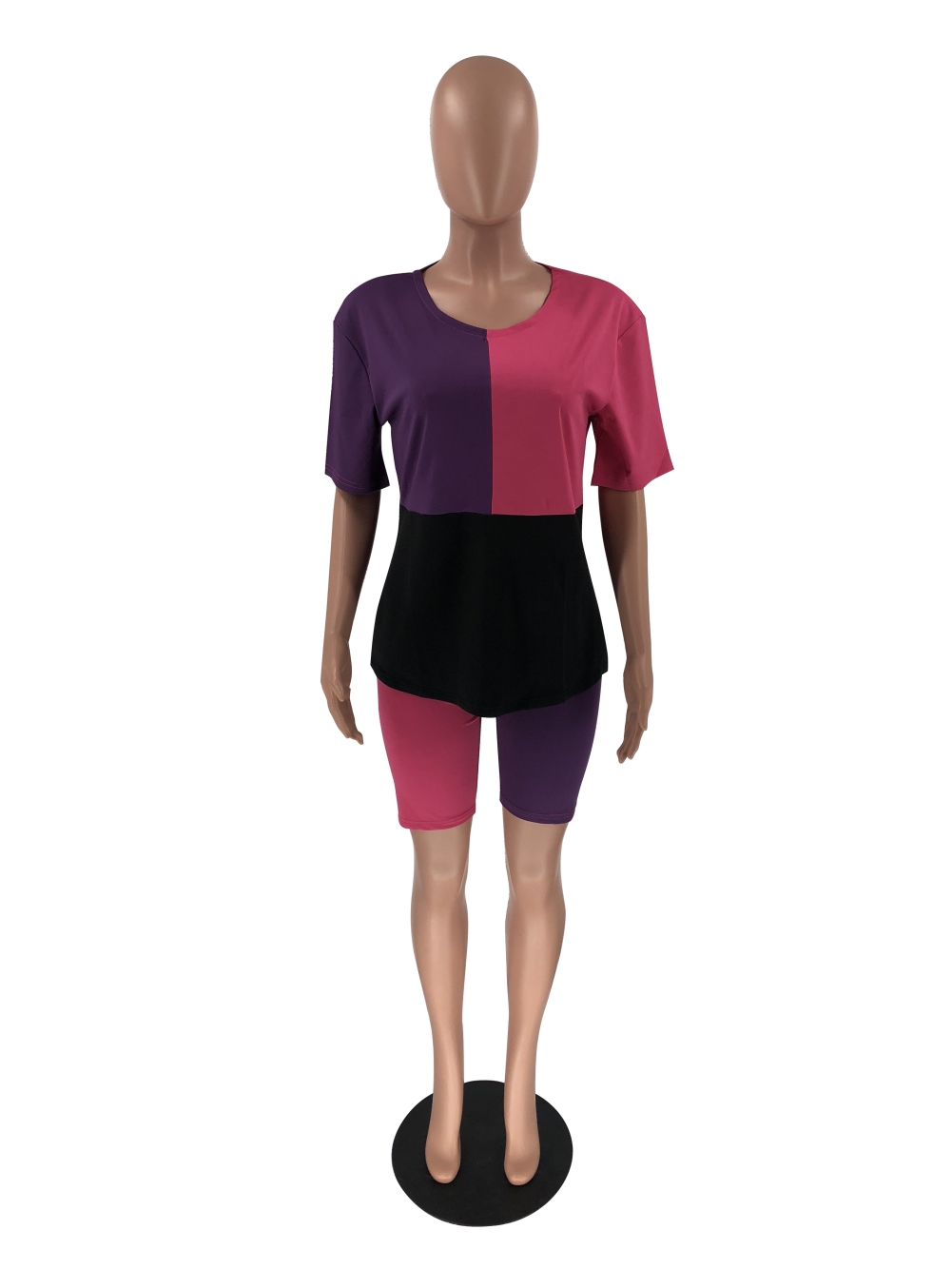 Casual Contrast Two Piece Shorts Set