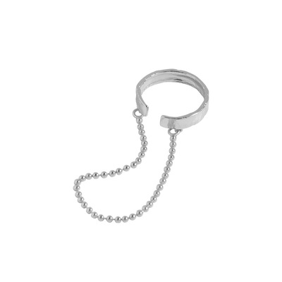 370韩版INS小众设计感极简冷淡风气质圆珠链不规则S925纯银戒指女