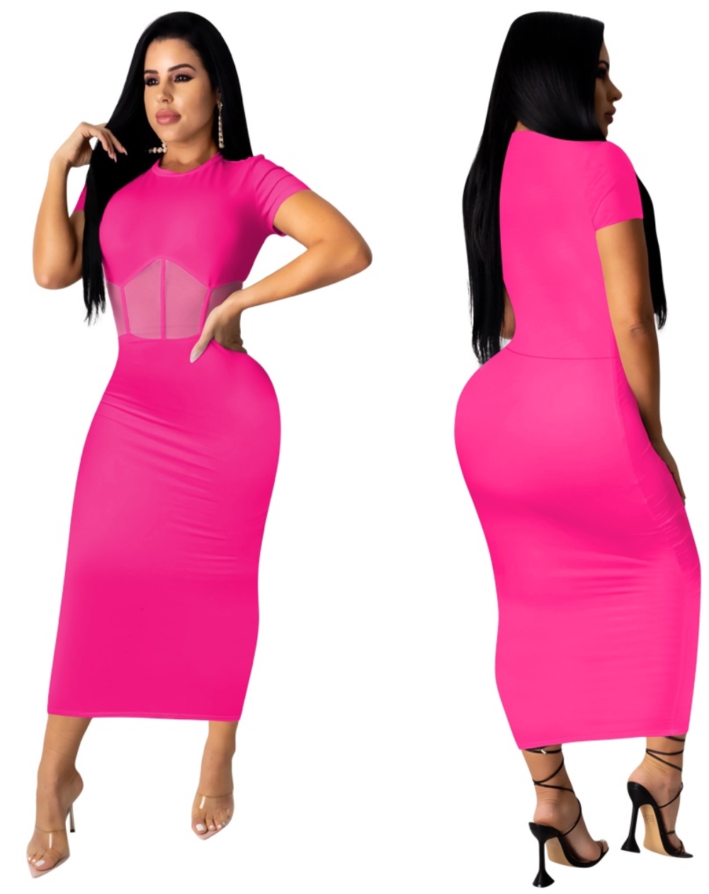 Summer Mesh Patchwork Midi Dress