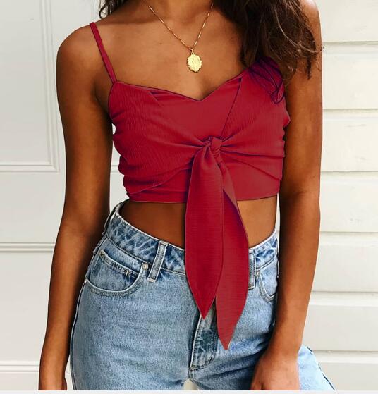 Sexy Tied Front Straps Crop Top