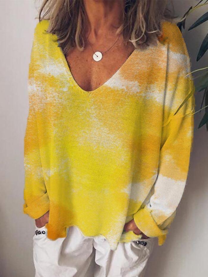 Dyed Casual Long Sleeves T-shirt