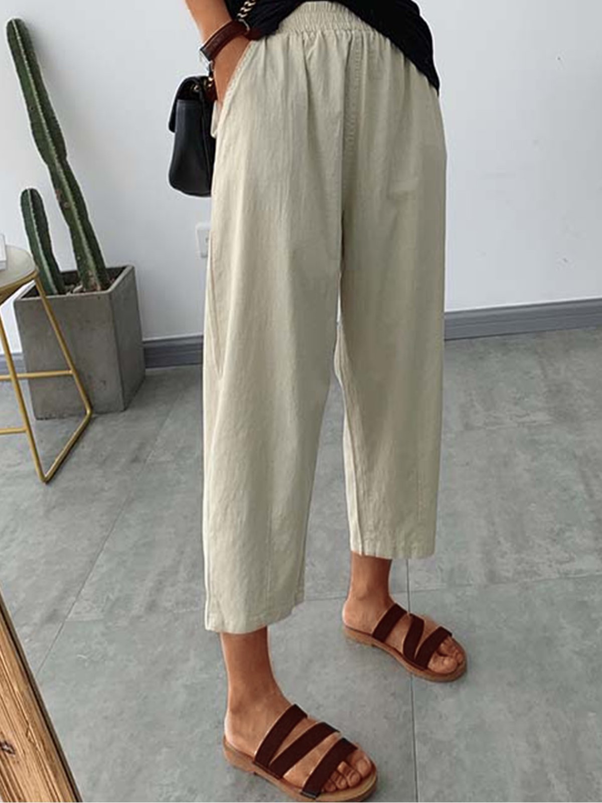 Plus Size Women Plain Casual Pants