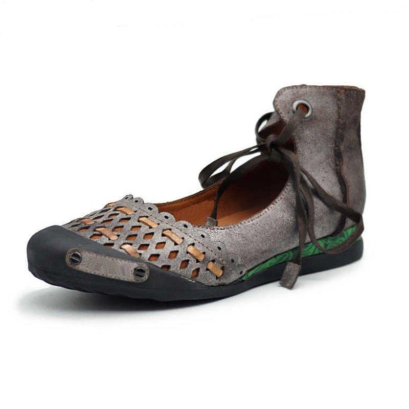 Hollow-Out Flat Heel Suede Loafers