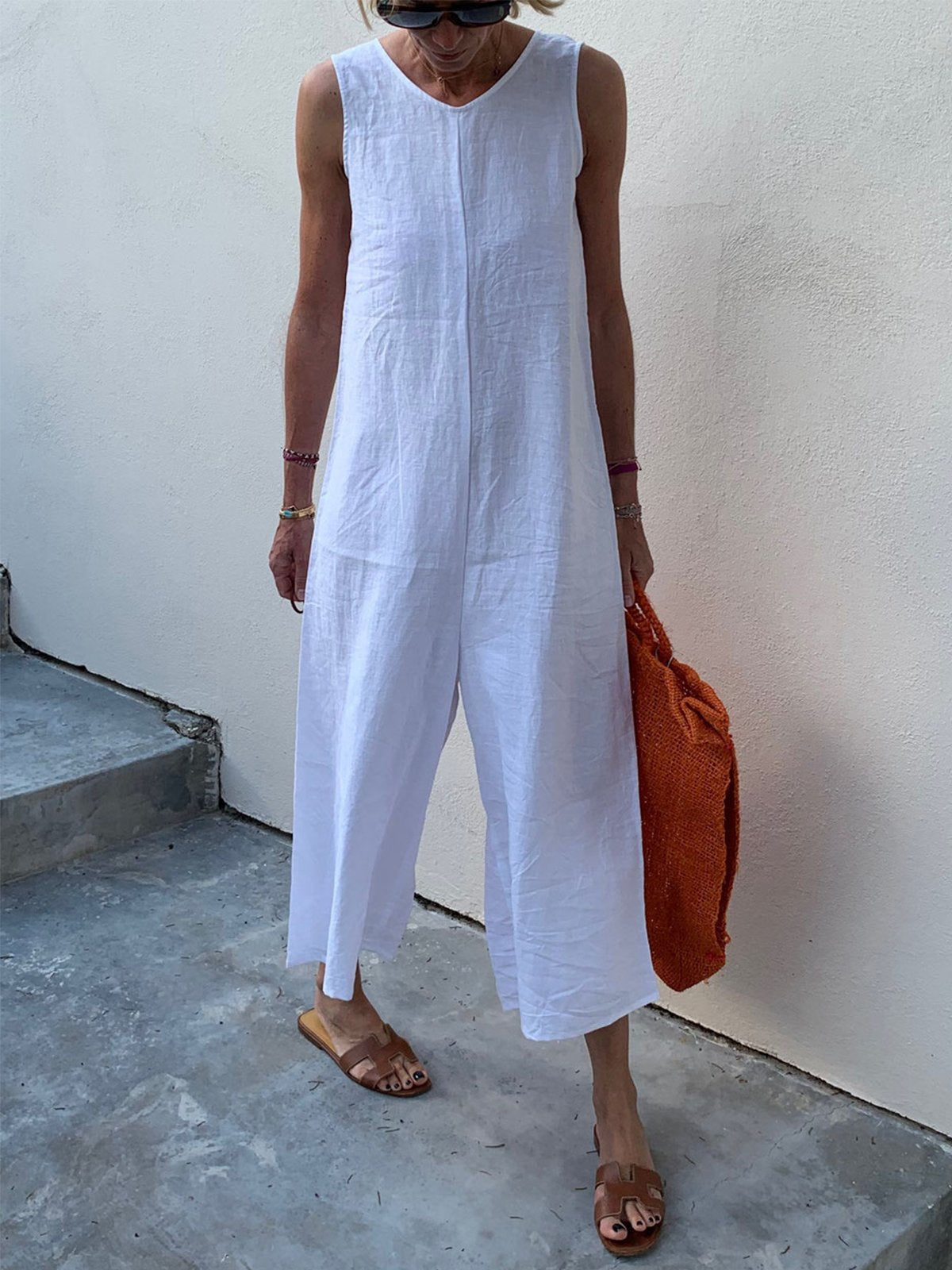 Casual Solid Sleeveless Jumpsuits