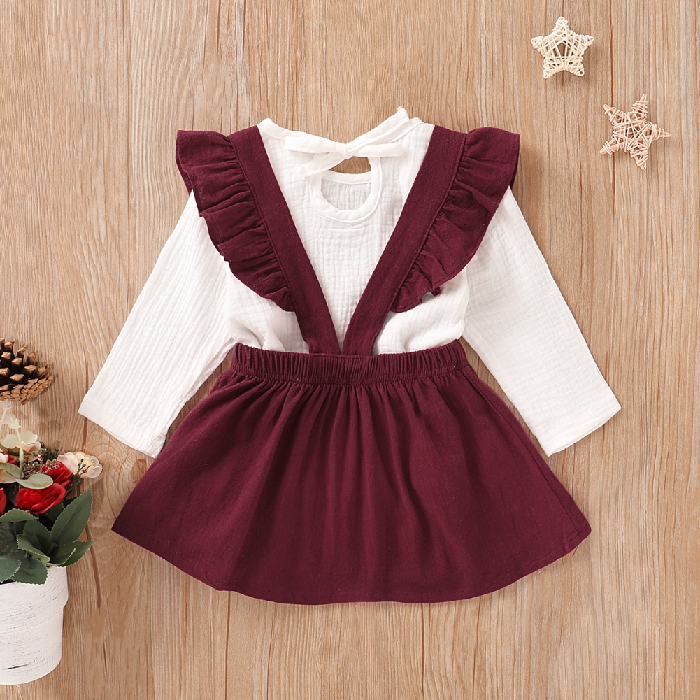 Kids Girl Long Sleeve Organic Top and Bib Skirts