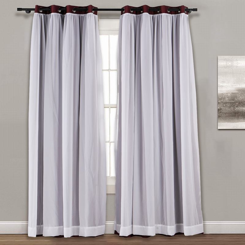 Layered Curtain Mix & Match Elegance White Crushed Voile x Blackout Curtain Grommet Panel ELI