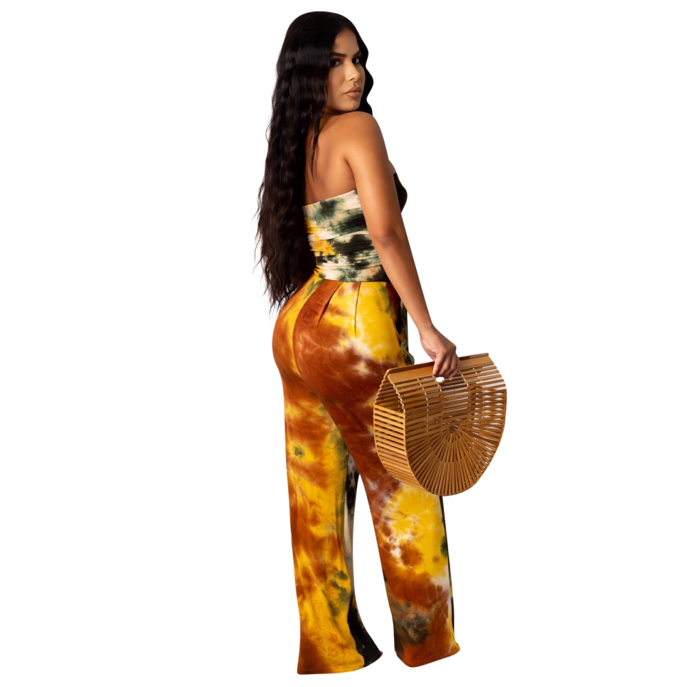 Tie Dye African Strapless Jumpsuit