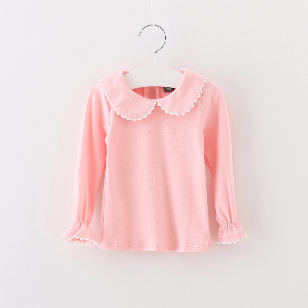 Babies Girls T shirt Peter pan Collar Bottoming Shirts Girl tops tees shirts Kids children's clothes Girl Blouse infant clothing