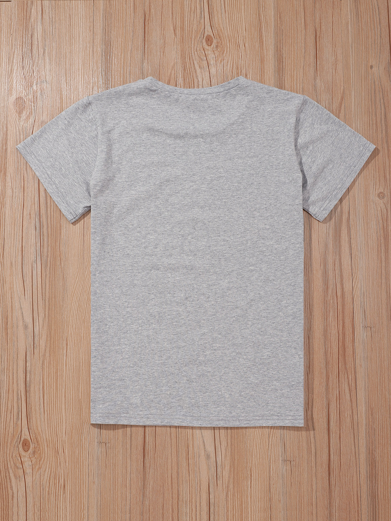 Christmas Print Round Neck Shirt with Short Sleeves