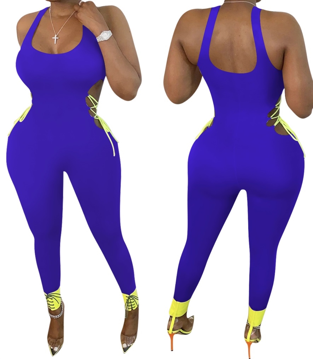 Sexy Lace Up Sleeveless Bodycon Jumpsuit