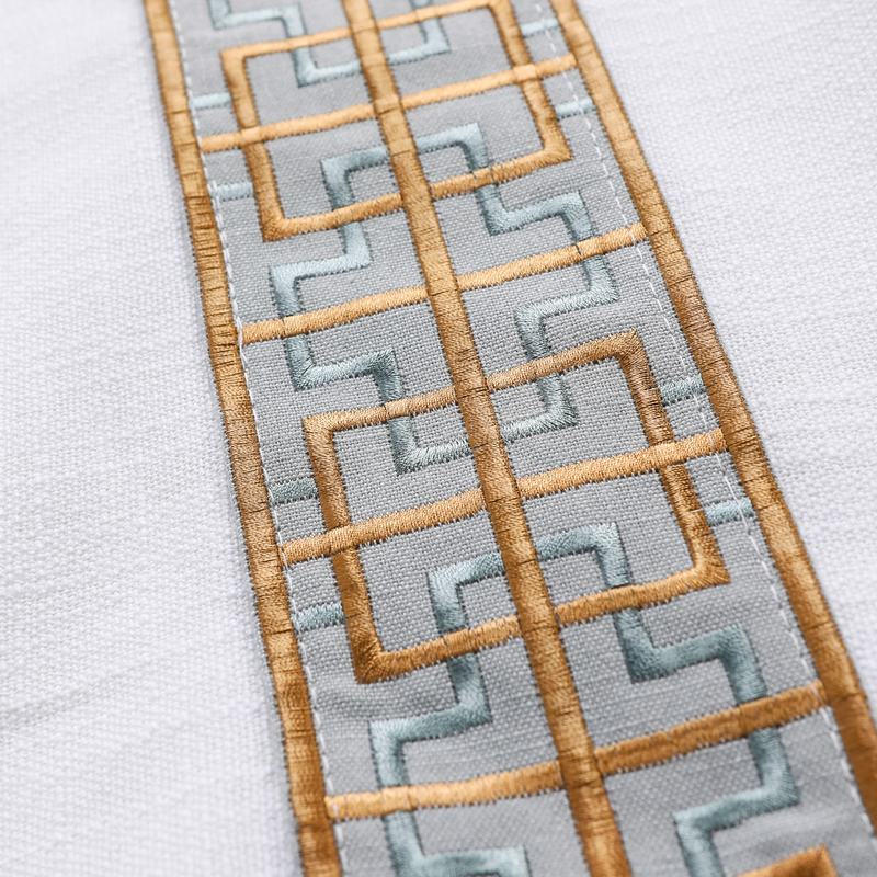 AMARA Polyester Linen Curtain Drapery With Decorative Trim Custom Sold Per Pair