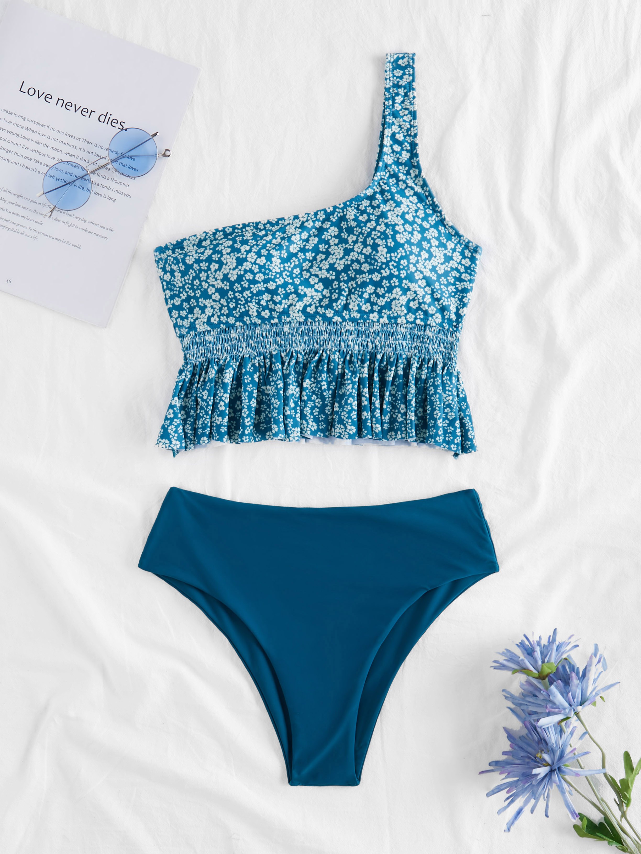 Floral Printed One Shoulder Bikini