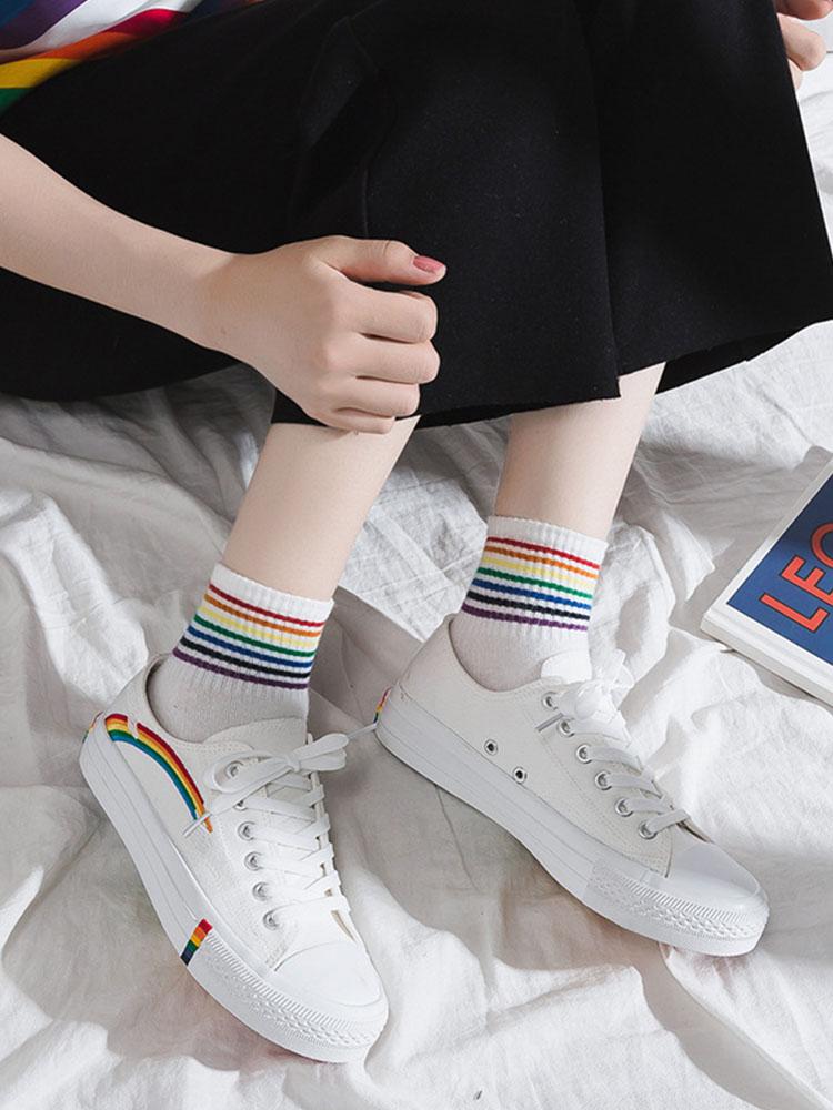 Korean Version Of Rainbow Canvas Shoes