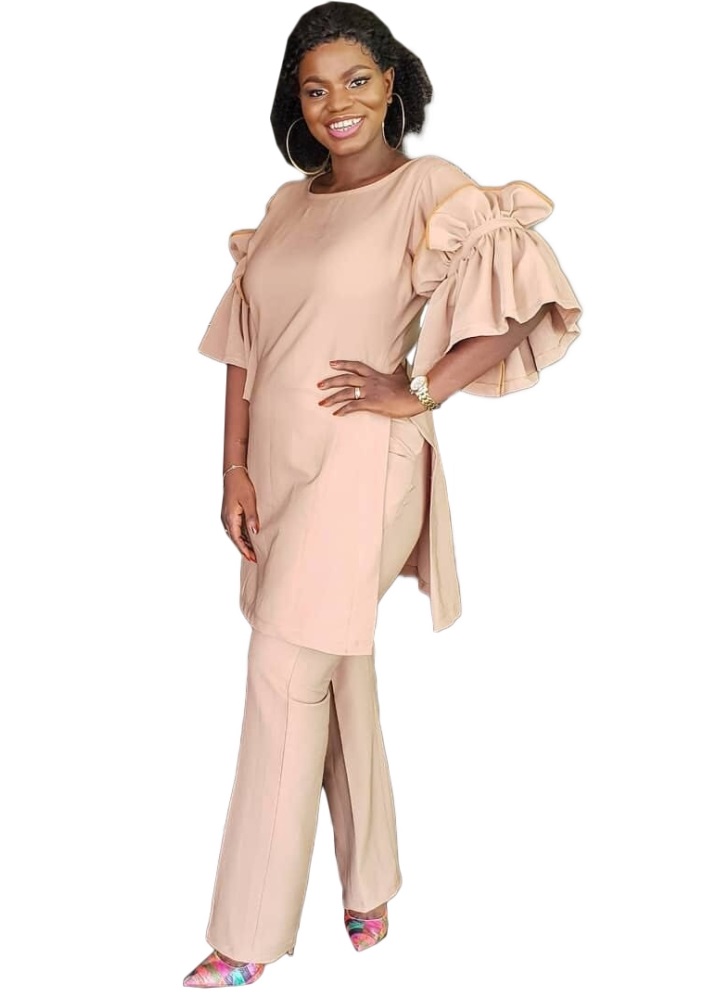 Sheer Slit Long Shirt and Pants Set