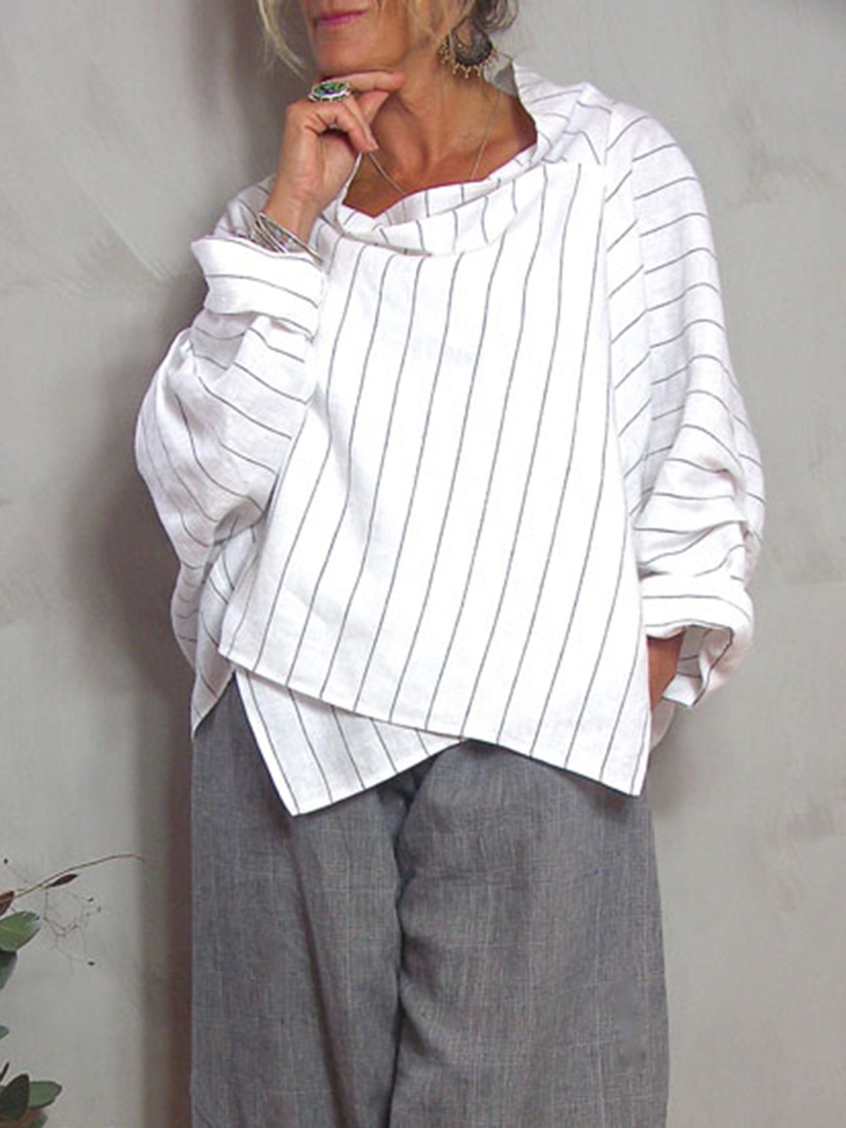 White Cotton-Blend Long Sleeve Solid Shirts