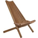 CleverMade Tamarack Folding Wooden Outdoor Chair �C Foldable Low Profile Acacia Wood Lounge Chair for the Patio, Porch, Deck, Lawn, Garden or Home Furniture �C No Assembly Required