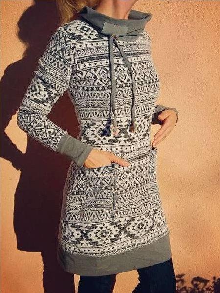 Casual Turtleneck Long Sleeve Cotton Sweatshirt