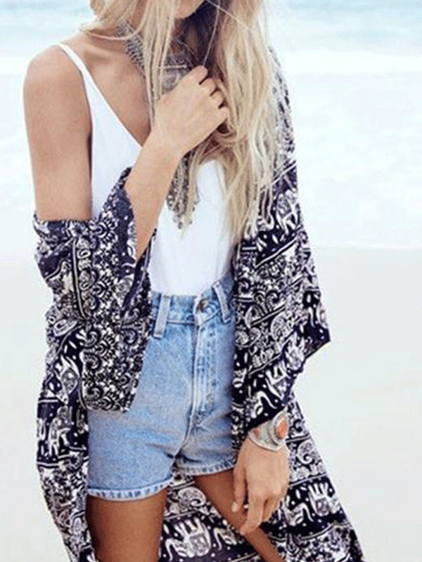 Bohemia Style Printed Loose Vacation Cardigan