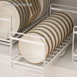 Dish Storage Rack Holder Single Layer Bowls Dishes Organizer With Drain Tray