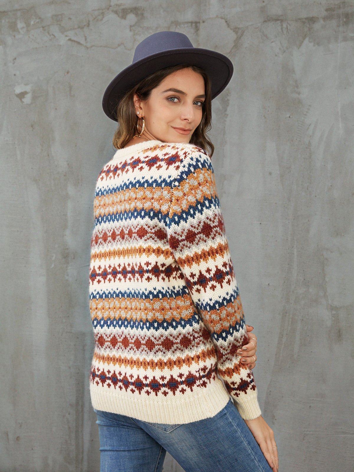 Apricot Long Sleeve Casual Sweater