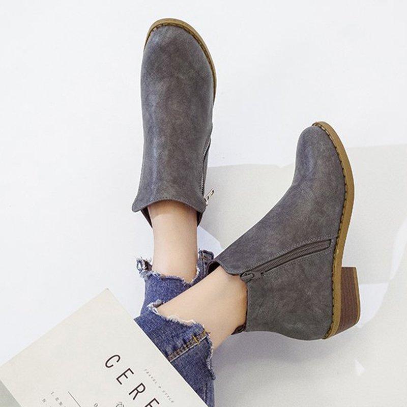 Women Ankle Boots Casual Chic Zipper Boots Artificial Leather Leopard Booties