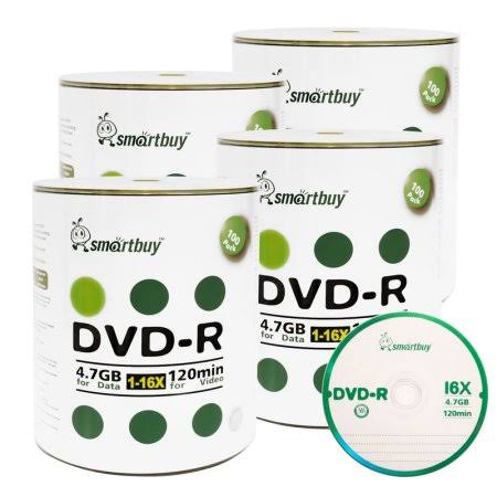 400 Pack SmartBuy 16x DVD-R 4.7GB 120Min Logo (Non-Printable) Data Blank Media Recordable Disc