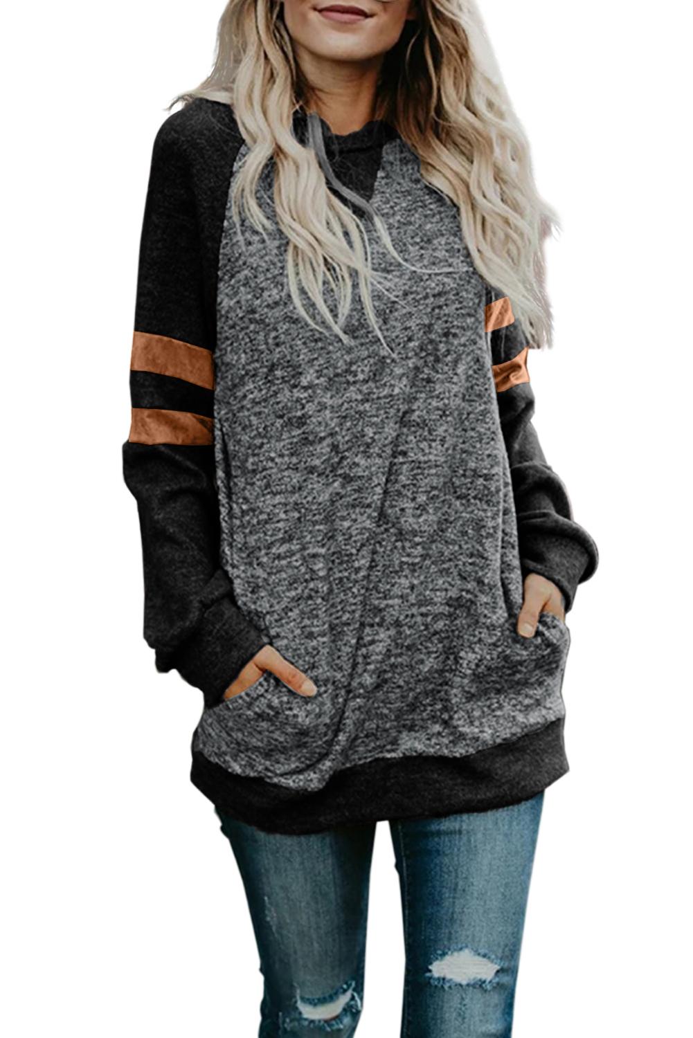 Black Fashion Casual Splice Loose Sweatshirt