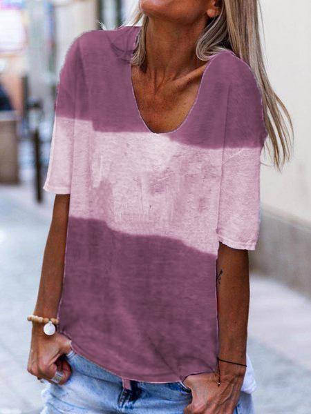 Short Sleeve Cotton Plain Shirts & Tops