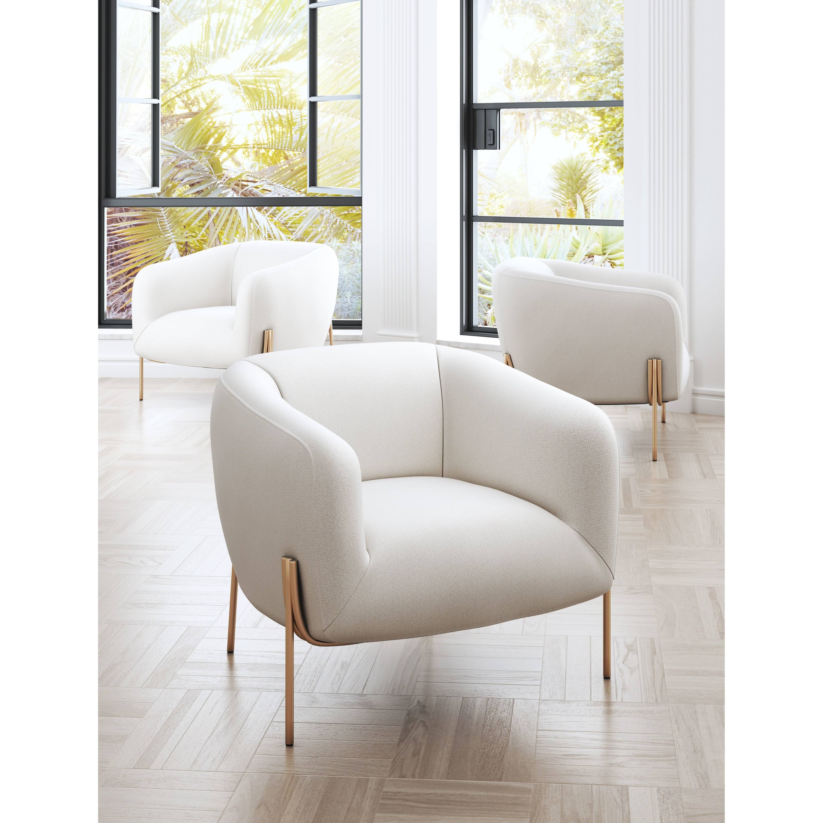 Micaela Arm Chair Ivory Gold Zuo