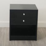 Bedside Cabinet Nightstand Side End Table with Two Round Handle Drawer