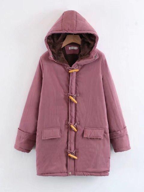 Horn Button Long Sleeve Cotton Quilted Coat