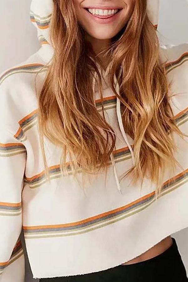 Fashion Stripe Loose Hoodie Sweatshirts