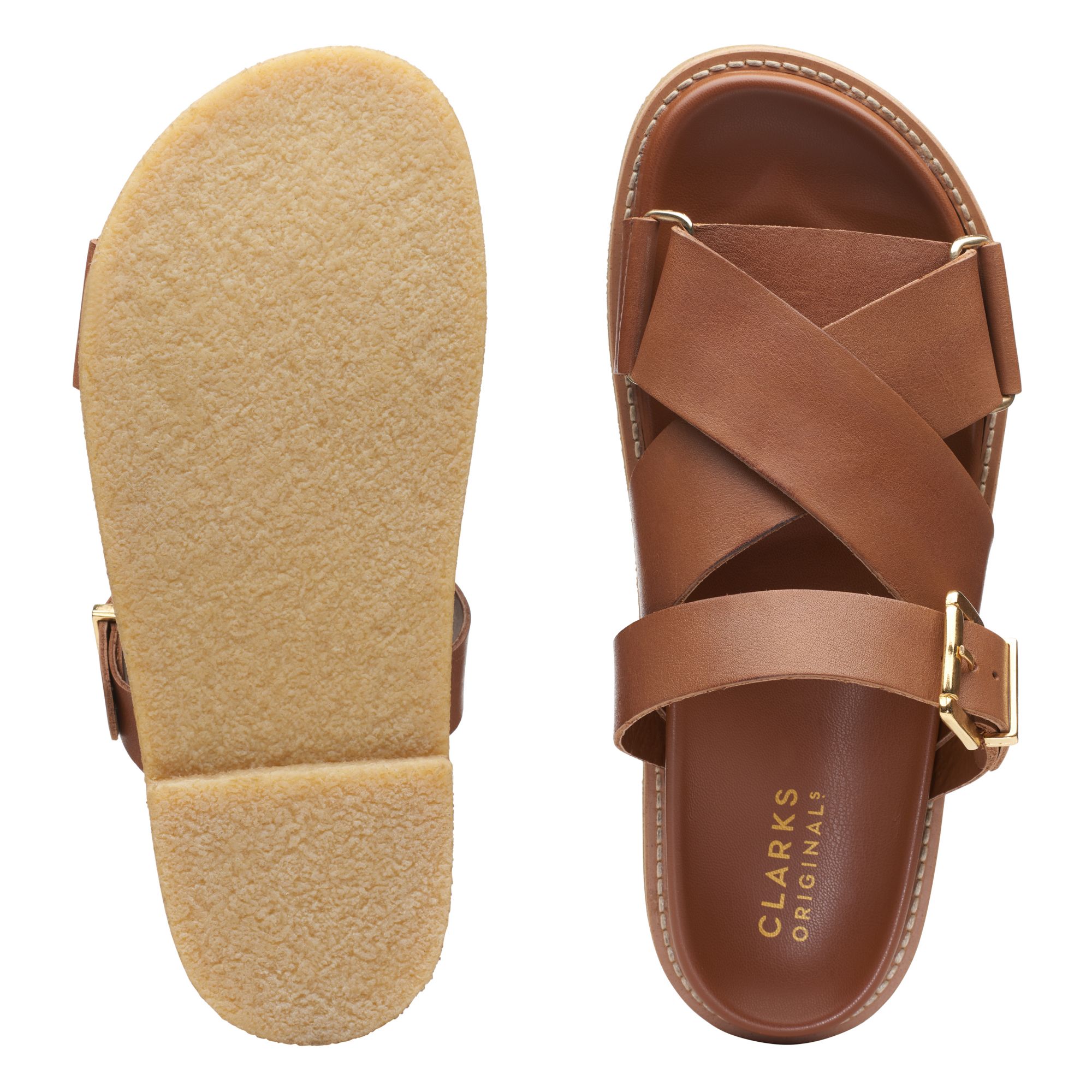 Women Sandals Desert Cross Tan Leather